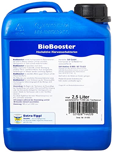 Söll 81430 BioBooster 2,5 l - biologischer Teichwasseraufbereiter für belastete Filtersysteme im Fischteich Schwimmteich