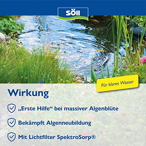 Söll 12274 AlgoSol forte - Algenbekämpfung mit Lichtfilter - erste Hilfe bei Algenblüte im Teich - Teichpflegemittel - S